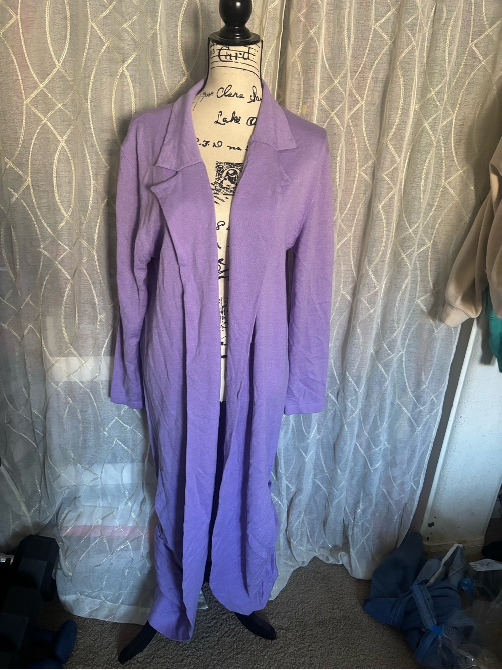 SHEIN Lavender Open-Front Long Cardigan